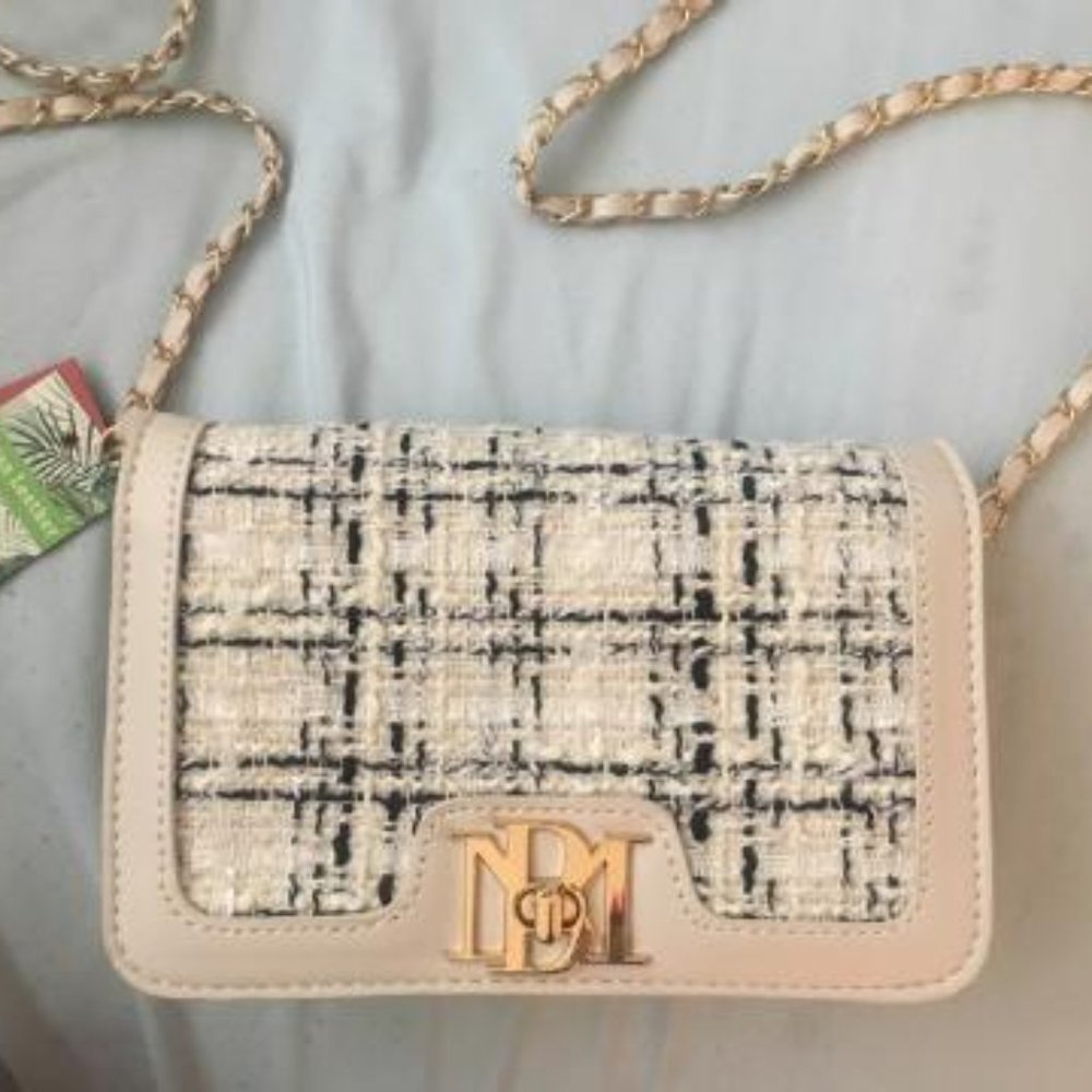 Badgley Mischka Women's Tweed Crossbody Bag - Off White